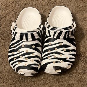 CROCS Kids Black and White Zebra Clogs